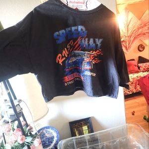 Vintage Rush speedway black medium crop top